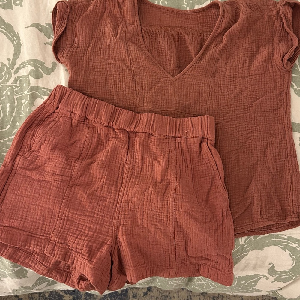 Madewell Pink Linen Set